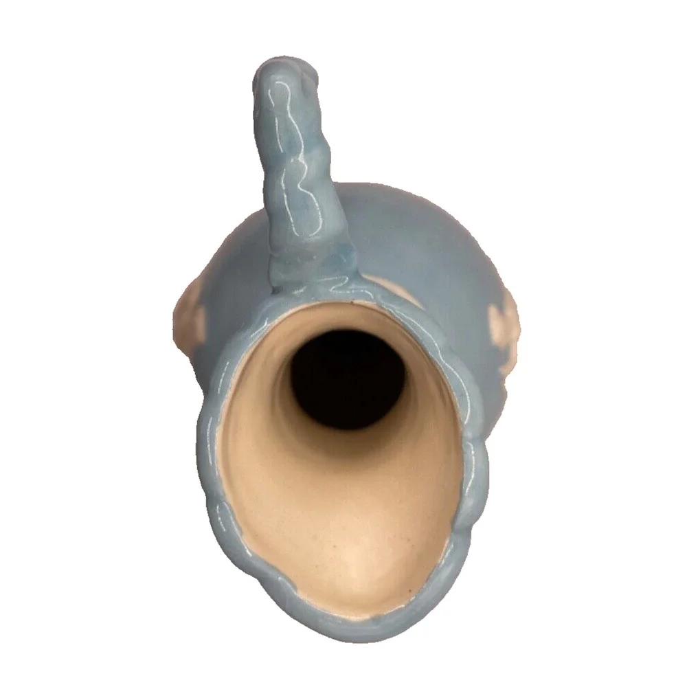 Vintage Light Blue Ceramic Greek Mythology Mini Ewer Vase